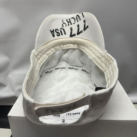 Port Aransas TX White Cadet Hat ARAM 777 Lucky Hook & Loop Adjustable USA Beach - Picture 5 of 8